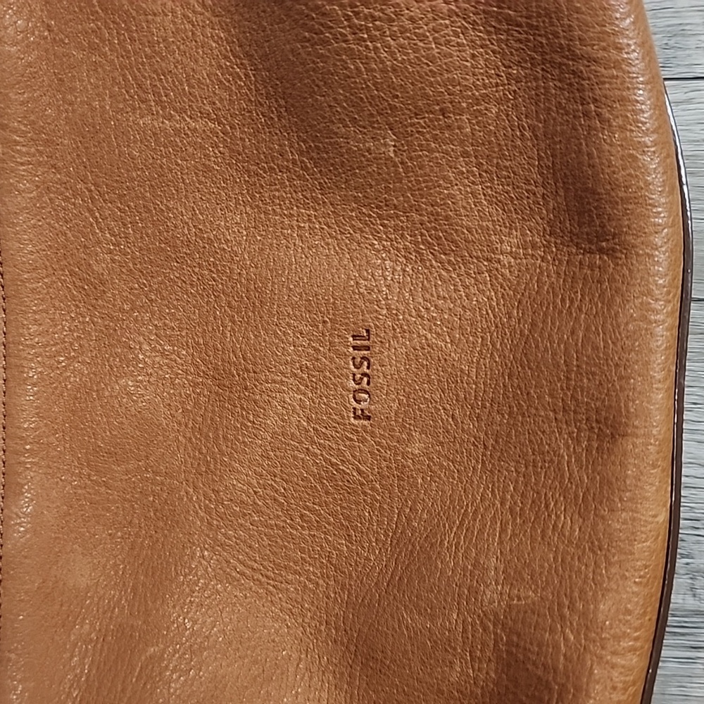 Fossil Maya hobo canvass cow hide leater trim bag - Picture 2 of 9